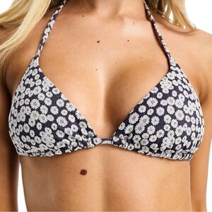 & Other Stories Halter Bikini Top Navy Floral Swim Tie Back Size 12